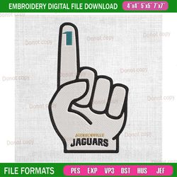 jacksonville jaguars foam finger embroidery, nfl embroidery, jaguars embroidery design, football embroidery