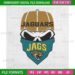 jaguars jags pumpkin skull embroidery, nfl embroidery, jaguars embroidery design, football embroidery