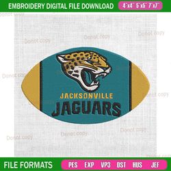 jacksonville jaguars football ball embroidery, nfl embroidery, jaguars embroidery design, football embroidery