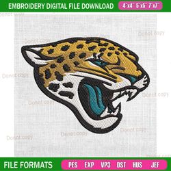 jacksonville jaguars mascot logo embroidery, nfl embroidery, jaguars embroidery design, football embroidery