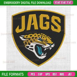 jacksonville jaguars jags logo embroidery, nfl embroidery, jaguars embroidery design, football embroidery