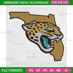 jacksonville jaguars map logo embroidery, nfl embroidery, jaguars embroidery design, football embroidery