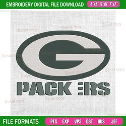 green bay packers logo embroidery, nfl embroidery, packers embroidery design, football embroidery