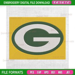 green bay packers yellow logo embroidery, nfl embroidery, packers embroidery design, football embroidery