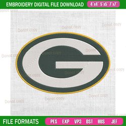 green bay packers sport logo embroidery, nfl embroidery, packers embroidery design, football embroidery