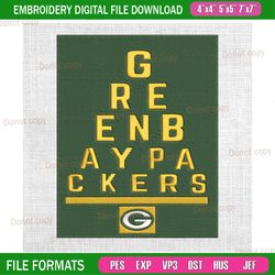 green bay packers tree logo embroidery, nfl embroidery, packers embroidery design, football embroidery