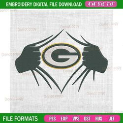 green bay packers superman logo embroidery, nfl embroidery, packers embroidery design, football embroidery