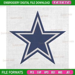 dallas cowboys nfl star embroidery, nfl embroidery, cowboys embroidery design, football embroidery