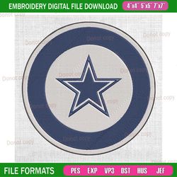 dallas cowboys nfl logo circle embroidery, nfl embroidery, cowboys embroidery design, football embroidery