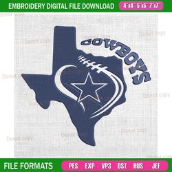 dallas cowboys football map logo embroidery, nfl embroidery, cowboys embroidery design, football embroidery