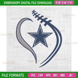 dallas cowboys football ball embroidery, nfl embroidery, cowboys embroidery design, football embroidery