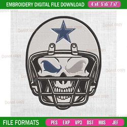 dallas cowboys skull helmet embroidery, nfl embroidery, cowboys embroidery design, football embroidery