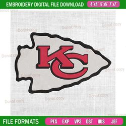 kansas city chiefs sport nfl logo embroidery, nfl embroidery, chiefs embroidery design, football embroidery