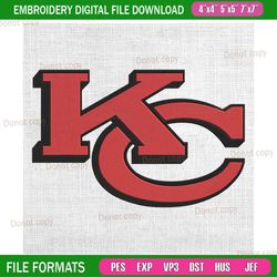 kansas city chiefs nfl kc logo embroidery, nfl embroidery, chiefs embroidery design, football embroidery