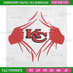 kansas city chiefs team superman logo embroidery, nfl embroidery, chiefs embroidery design, football embroidery