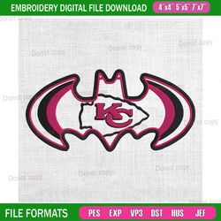 kansas city chiefs team batman logo embroidery, nfl embroidery, chiefs embroidery design, football embroidery