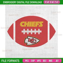 kansas city chiefs american football ball embroidery, nfl embroidery, chiefs embroidery design, football embroidery