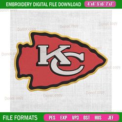 kansas city chiefs football nfl logo embroidery, nfl embroidery, chiefs embroidery design, football embroidery