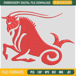 capricorn zodiac embroidery design