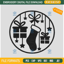 christmas sock embroidery design xmas sock embroidery design file