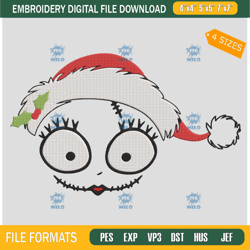 sally santa hat embroidery design christmas sally nightmas embroidery design