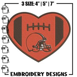 cleveland browns heart embroidery design, browns embroidery, nfl embroidery, sport embroidery, embroidery design. (2).jp
