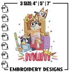 chilli heeler embroidery, bluey mum cartoon embroidery, embroidery file, cartoon design, cartoon shirt, digital download