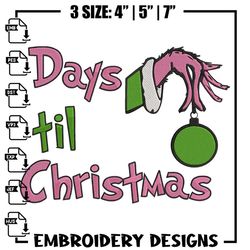 day til chrismas embroidery design,grinch embroidery, embroidery file, chrismas embroidery, anime shirt,digital download