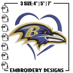 heart baltimore ravens embroidery design, ravens embroidery, nfl embroidery, logo sport embroidery, embroidery design. (