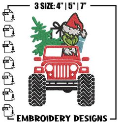 grinch jeep christmas embroidery design, grinch christmas embroidery, logo design, embroidery file, digital download..jp