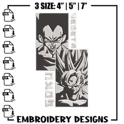 goku x vegeta embroidery design, dragonball embroidery, embroidery file, anime embroidery, anime shirt, digital download