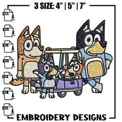 bluey family embroidery design, bluey embroidery, embroidery file, cartoon design, cartoon shirt, digital download,embro