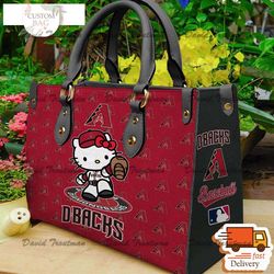 arizona diamondbacks kitty women leather hand bag,leather bag, custom bag, birthday gift, gift for mom, nfl bag, bag spo