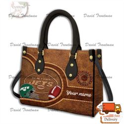 new york jetscustom name nfl leather bag,leather bag, custom bag, birthday gift, gift for mom, nfl bag, bag sport,ncaa b