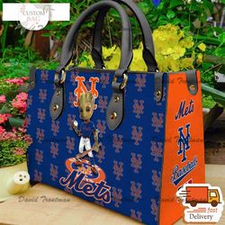 new york mets groot women leather hand bag,leather bag, custom bag, birthday gift, gift for mom, nfl bag, bag sport,ncaa