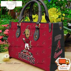 arizona diamondbacks groot women leather hand bag,leather bag, custom bag, birthday gift, gift for mom, nfl bag, bag spo