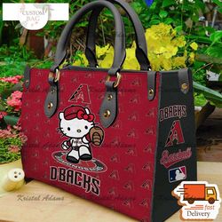 arizona diamondbacks kitty women leather hand bag,leather bag, custom bag, birthday gift, gift for mom, nfl bag, bag spo