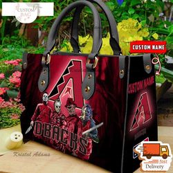 arizona diamondbacks mlb halloween women leather hand bag,leather bag, custom bag, birthday gift, gift for mom, nfl bag,