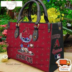 arizona diamondbacks stitch women leather hand bag,leather bag, custom bag, birthday gift, gift for mom, nfl bag, bag sp