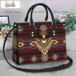 native american eagle leather bag, crossbody bag, woman shoulder bag, gift for girlfriend, leather bag, bag gift, gift f