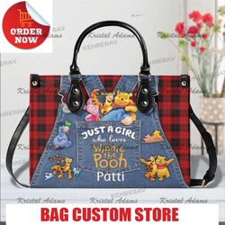 just a girl who love winnie the pooh leather bag handbag, pooh women bags purses, pooh lovers handb.jpg