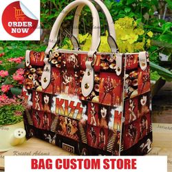 kiss rock band leather bag, rock music handbag, custom leather bag,.jpg