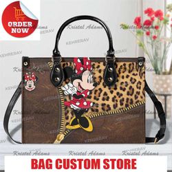 leopard custom minnie leather bag handbag, custom leather bag, woman handbag, handmade bag.jpg