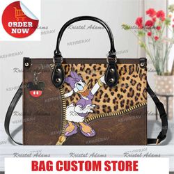 leopard daisy leather handbag, daisy duck women purses, daisy duck lovers handbag, daisy duck custom copy.jpg