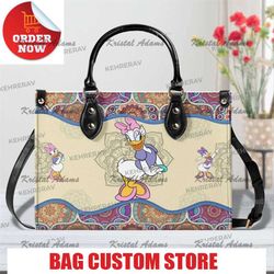 mandala daisy duck leather handbag, daisy duck women bags purses, daisy duck lovers handbag, custom l.jpg