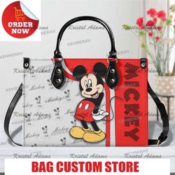 mickey cute leather bag handbag, mickey lovers handbag, custom leather bag, woman handbag.jpg