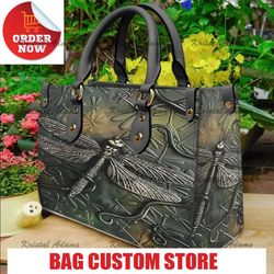 dragonfly copper women leather bag handbag, dragonfly copper woman hand.jpg