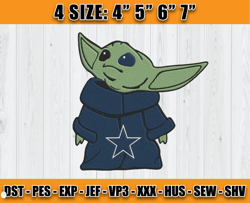 dallas cowboys baby yoda embroidery, baby yoda embroidery, dallas embroidery design, sport embroidery