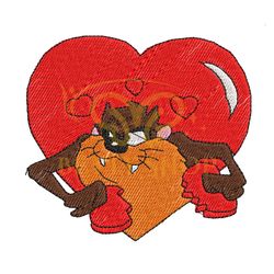 tasmanian devil broken heart embroidery