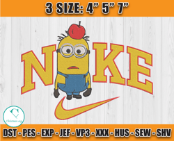 nike minions jerry embroidery, minions character embroidery, applique embroidery designs